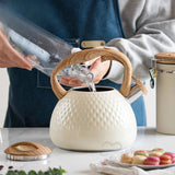 New Beige Hammer Pattern Whistle Kettle, Tea Coffee Kettle, European and American Kitchen Utensils, Flat-bottomed Whistle Pot 3L Aimak Store