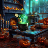 Party Horror Props Witch's Cauldron With Magical Bottles & Fog Maker, Floating Potion DIY, Halloween Decorations Indoor Aimak Store