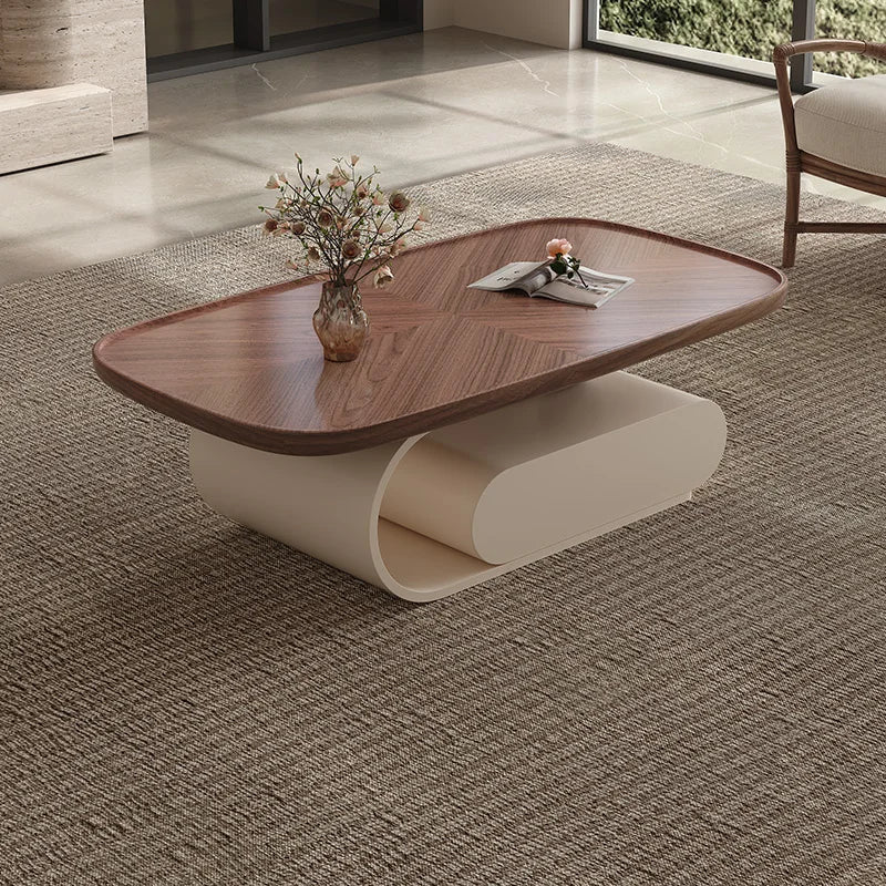 Medieval walnut coffee table living room home modern simple small apartment oval black and white designer coffee table Aimak Store