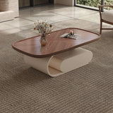 Medieval walnut coffee table living room home modern simple small apartment oval black and white designer coffee table Aimak Store
