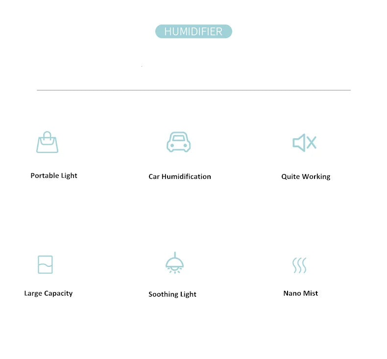 Air Humidifier Ultrasonic Smart Cool Mist Aroma Diffuser HumidifiersWith Color LED Light Mist Maker Fogger For Office Car Home Aimak Store