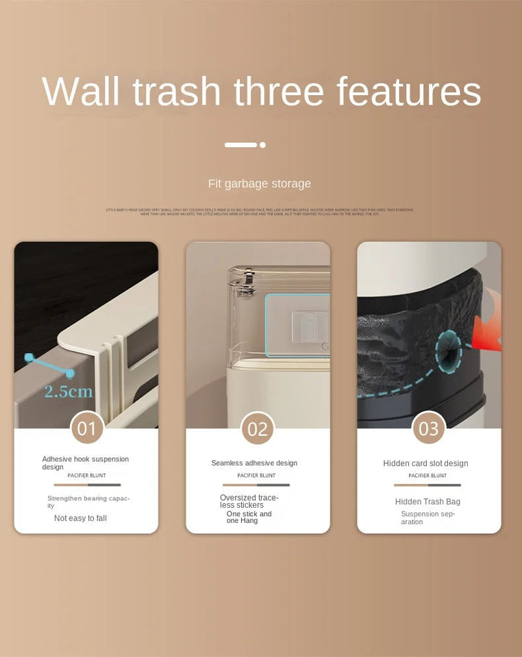 Household plastic flip-top wall-mounted trash can kitchen bathroom bathroom gap wall-mounted storage simple trash can Aimak Store