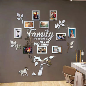 3D New Family Photo Frame Tree Wall Sticker Acrylic Self-adhesive Tree Collage Living Room Bedroom DIY Art Home Decoration Aimak Store