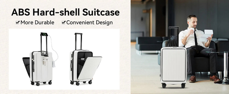 20 Inch Cabin Suitcase Front Opening Spinner Wheel Travel Rolling Luggage For Men Women Trolley Case With TSA Lock,USB Charging Aimak Store