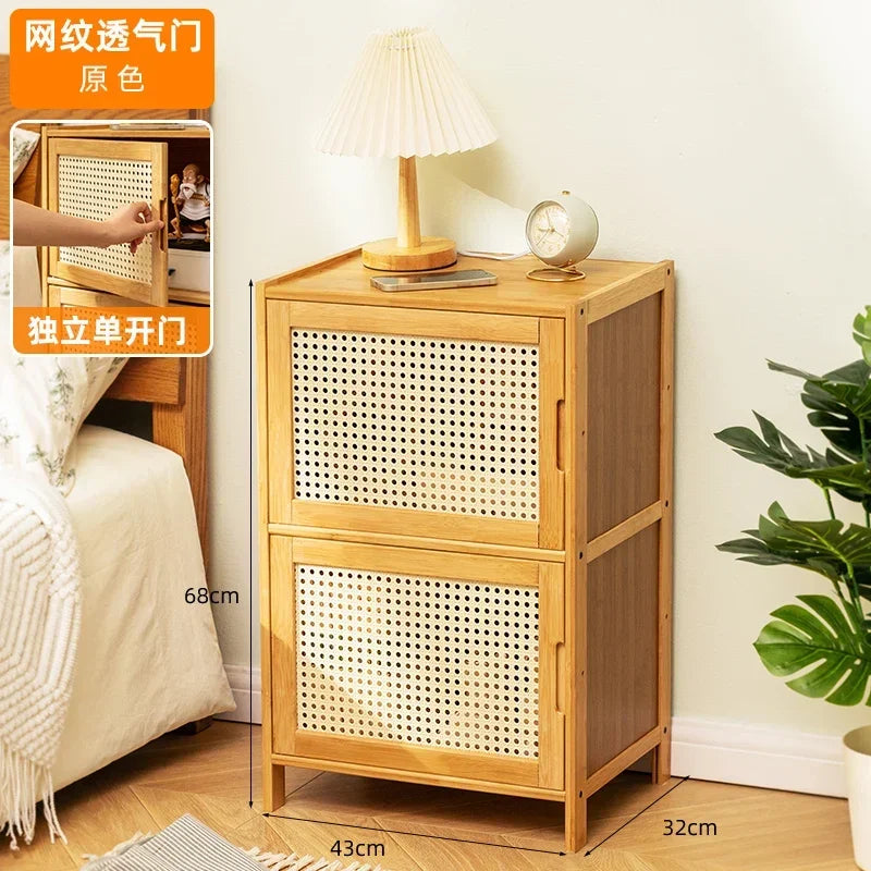 Modern Simple Storage Small Night Stand Household Bedside Table Solid Wood Bedchamber Large Capacity Home Furniture Aimak Store