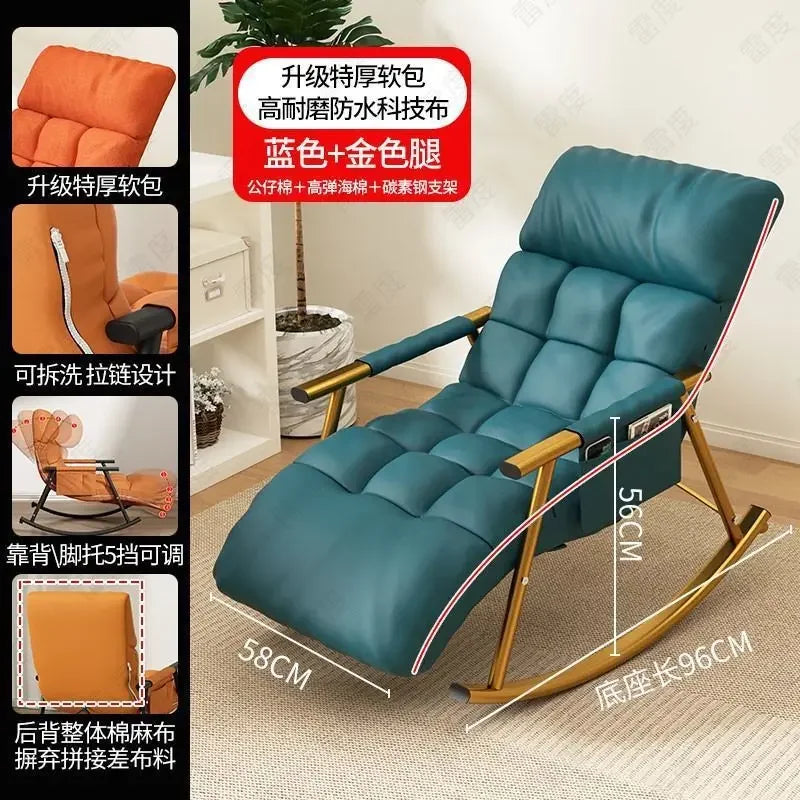 Rocking Chair Folding Nordic Balcony Lazy Chair Adult Leisure Technology Cloth Rocking chairs Sofa Bedroom Garden Lounge Seat Aimak Store