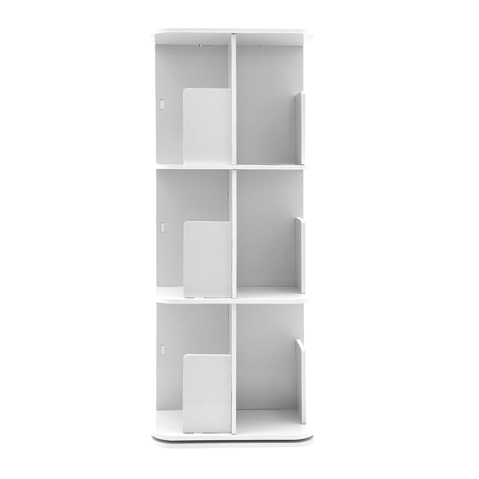 Bymaocar 360° Rotating Bookshelf, 3 Tier Standing Bookcase, Small Corner Bookcase White For Bedrooms/Living Rooms Aimak Store