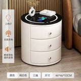 Smart nightstand, modern simple creative bedside table, light luxury senior sense of round net red leather household shelf Aimak Store