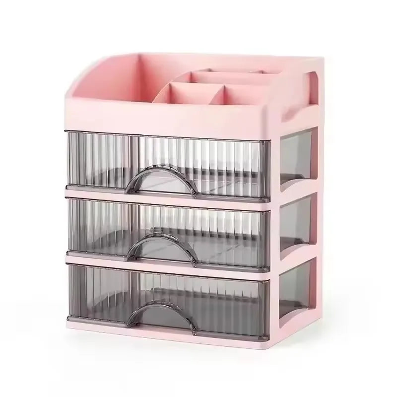 Plastic Drawer Makeup Storage Box Dormitory Finishing Shelf Cosmetics Skin Care Dressing Table Desktop Stationery Box Aimak Store