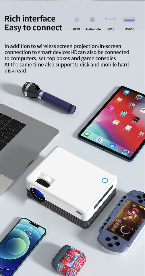 Salange P35 Android 10 Projector WIFI Portable MINI Video Beamer Smart TV 1280*720dpi for Game Movie Home Cinema 1080P 4K Video Aimak Store