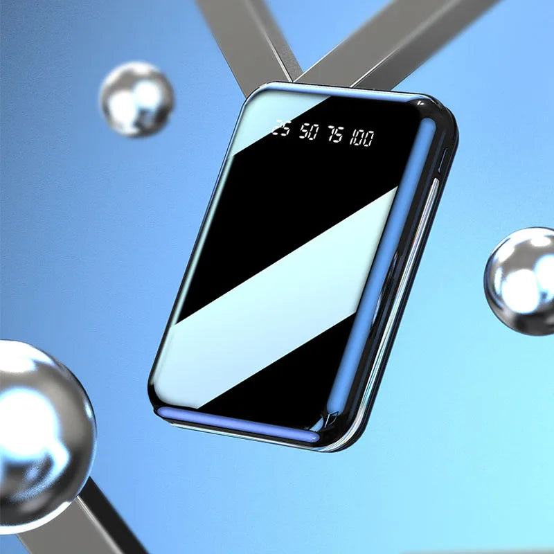 20000mAh Mini Power Bank Portable Charger Mirror Screen LED Digital Display Powerbank External Battery Pack Power Bank Poverbank Aimak Store