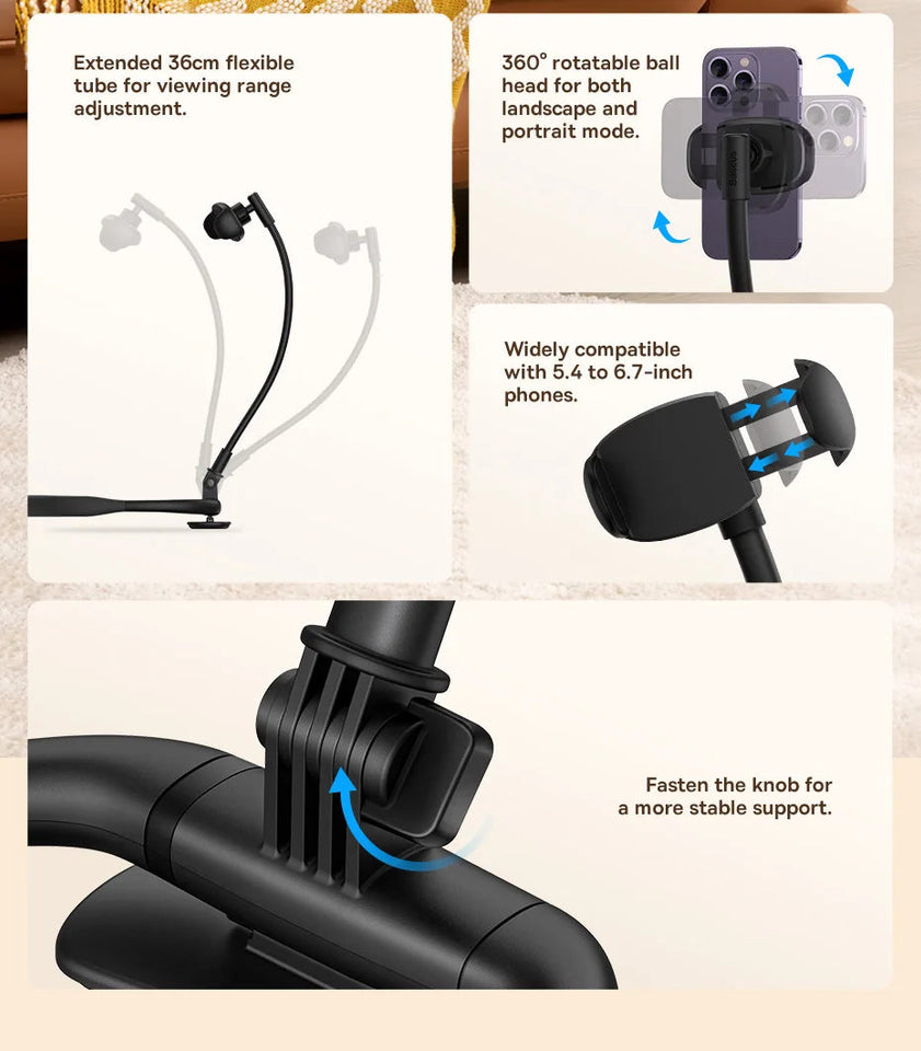 Baseus Flexible Universal Neck Phone Holder Hanging Neck Lazy Necklace Cell Phone Desk Mount Bracket for iPhone 16 15 14 Pro Max Aimak Store