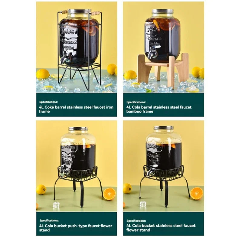 4L Large Drink Dispenser Sealed Drink Lemonade Dispenser Jar With Faucet Cocktail Wine Drinker Parties Juice Can Container Aimak Store