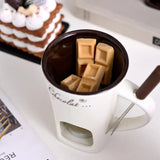 130ML European Candle Cup Cheese Chocolate Melting Ceramic Mug Heating Food Ceramic Mug with Fork Creative Coffee Mug Tableware Aimak Store