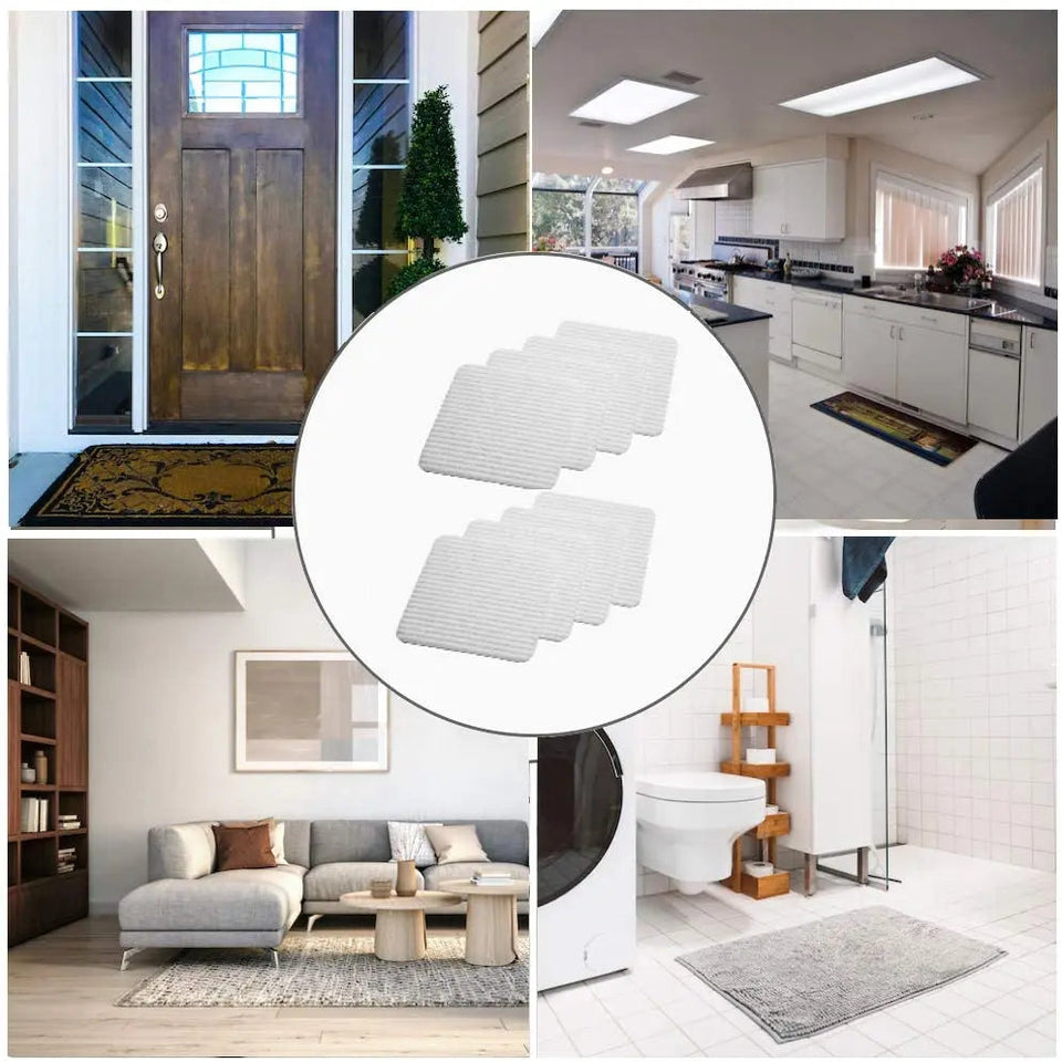 4Pcs Rug Gripper Non Slip Washable Carpet Tape 10*10CM Rug Pads for Hardwood Floors Reusable Rug Grippers Fixed Sticker Bathroom Aimak Store