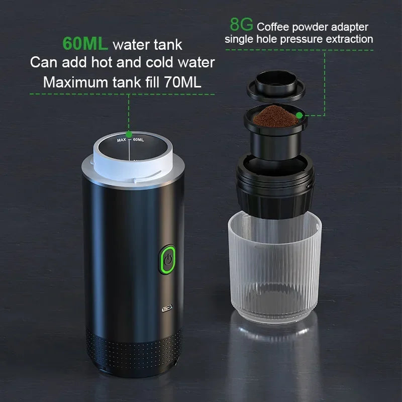 2-in-1 Portable Italian Espresso Machine Espresso Coffee Maker Wireless Portable Espresso Coffee Machine for Car Home and Travel Aimak Store