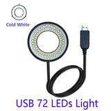 Microscope 72 LED Ring Cold Warm Light USB 5V Integrated Adjustable Dimmer Illuminator Lamp Source Monocular Stereo Trinocular Aimak Store