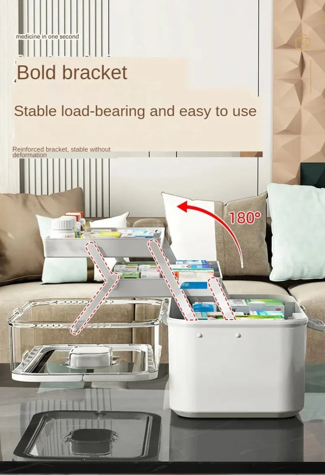 Household Medicine Box Large-capacity Medicine Multi-layer Sorting Storage Box Portable Storage Box for Groceries Aimak Store