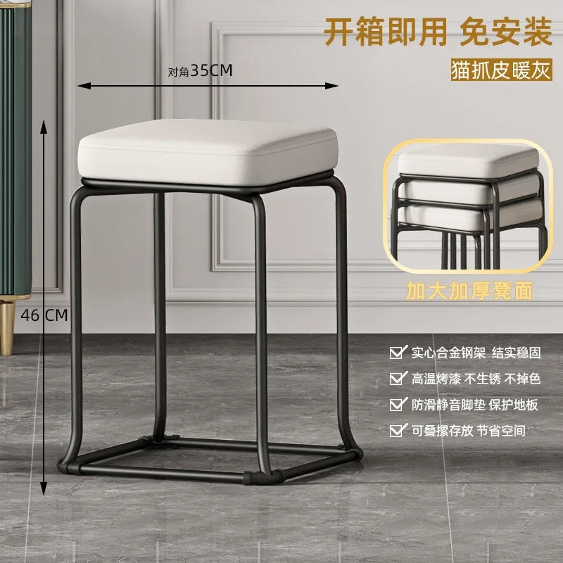 Simple and Luxurious Stackable Square Stool Enlarged and Thickened Round Stool Dirt Resistant Technology Cloth Stool Aimak Store