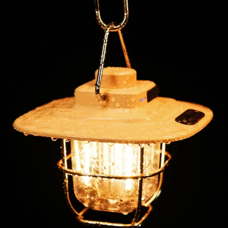 LED Camping Lamp Retro Hanging Tent Lamp Waterproof Dimmable Camping Lights USB Recharge Emergency Light Lantern for Outdoor Aimak Store