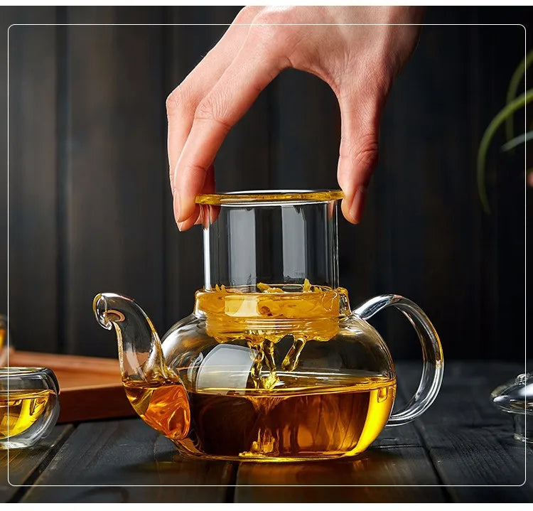 400ml/1000ml Heat-resistant Glass Tea Pot Flower Kettle Kung Fu Teawear Set Tea Strainer Infuser Puer Oolong Barley Pot Teaware Aimak Store