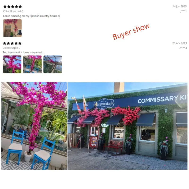 Artificial Flower Rattan Tree Vine Bougainvillea Floral Wall Plants Tree Wedding Christams Party Festival Outdoor Garden Decor Aimak Store