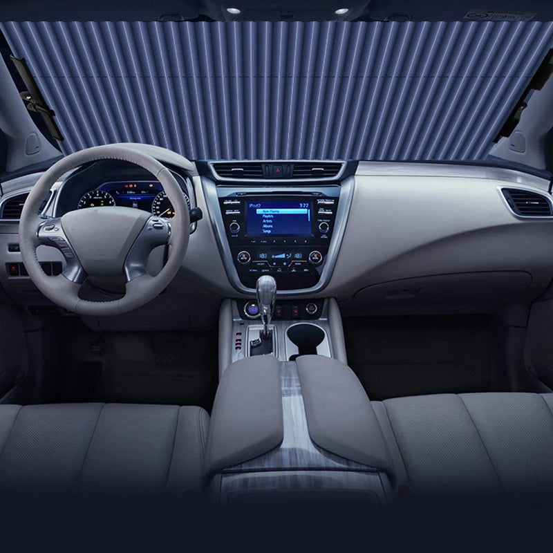 Car Front Windshield Curtain Retractable Front Back Window Sun Protector Auto Sun Shade Visor Car Windshield Sunshade Accessory Aimak Store