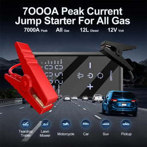 7000A Car Jump Starter 26800mAh Power Bank 150PSI Pump Air Compressor Emergency Battery Booster Power Bank Start Aimak Store