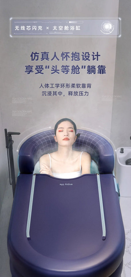 Shower Bucket for Adults PVC Folding Children's Bath Thickened Bathtub Household Inflatable Bathtub Adult Shower Bucket Aimak Store