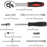 46pc Drive Socket Set 1/4 inch Ratchet Wrench Set with Sockets Metric Hex Bit Socket Set Mechanic Tool Kits for Auto Repair Hous Aimak Store
