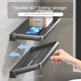 1PC Bathroom Storage Rack Foldable Bathroom Vanity Organiser No Hole Hanging Organiser Vanity Organiser Bathroom Organiser Shelf Aimak Store