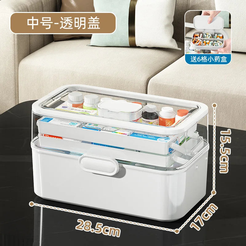 Household Medicine Box Large-capacity Medicine Multi-layer Sorting Storage Box Portable Storage Box for Groceries Aimak Store