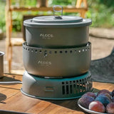 Outdoor Cooking Pot Set ALOCS CW-C05 Camping Portable Easy Storage Picnic Pot With Alcohol Stove Blast Proof Stove Cover Pot Aimak Store