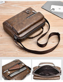Men'S Briefcase Shoulder Business Square Tote PU Leather Cross Handbag Messenger Crossbody Square Side Phone Pouch Hand Bag Male Aimak Store