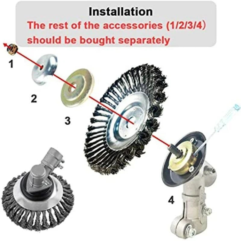 Steel Wire Wheel Garden Weed Brush Lawn Mower Grass Eater Trimmer Brush Cutter Tools Garden Grass Trimmer Head Weed Brush Aimak Store