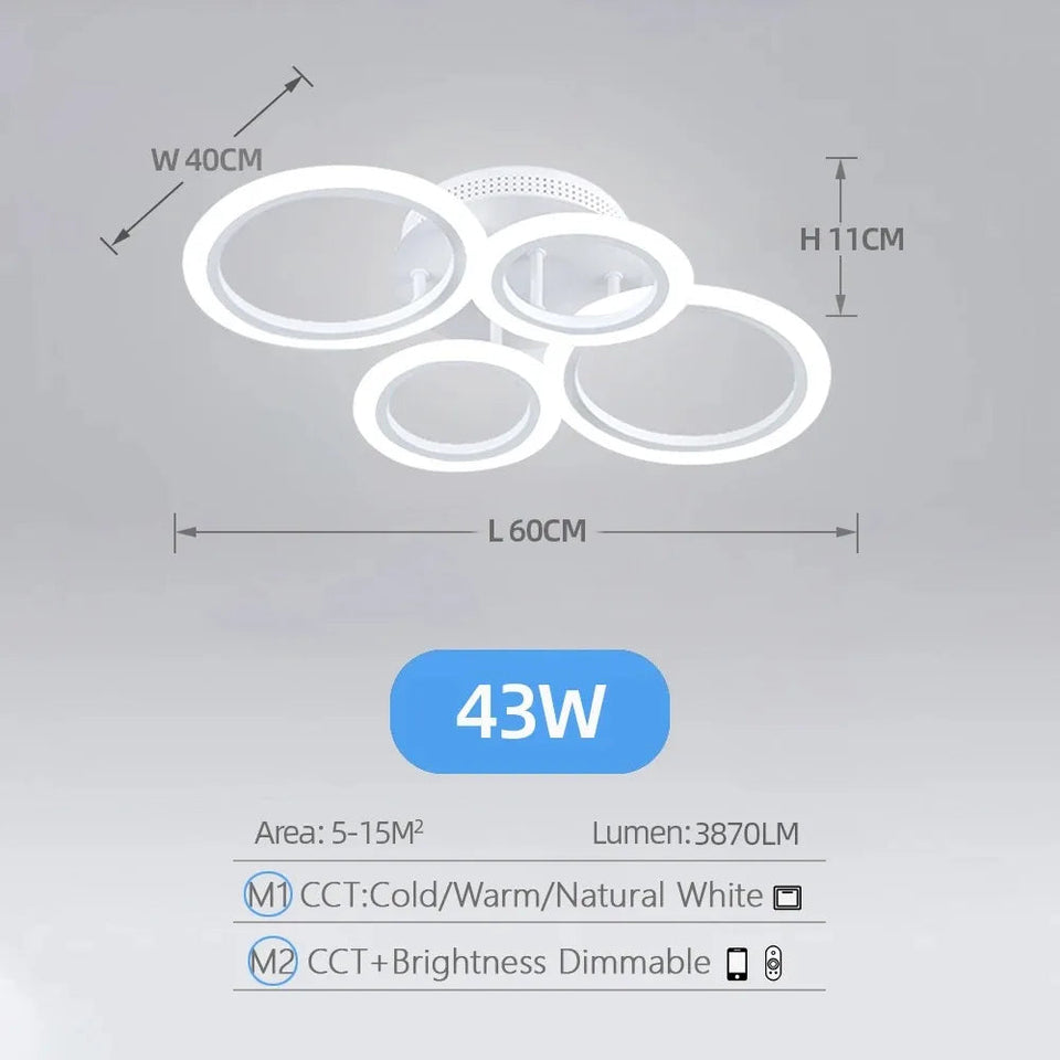 Modern LED Chandelier Home Lighting Ring Ceiling Mount Chandelier Living Room Bedroom Lighting lustre Ceiling pendant lamp Aimak Store