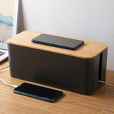 Cable Storage Box Wooden Power Line Storage Case Dustproof Charger Socket Organizer Wire Case Home Cable Winder Organizer Aimak Store