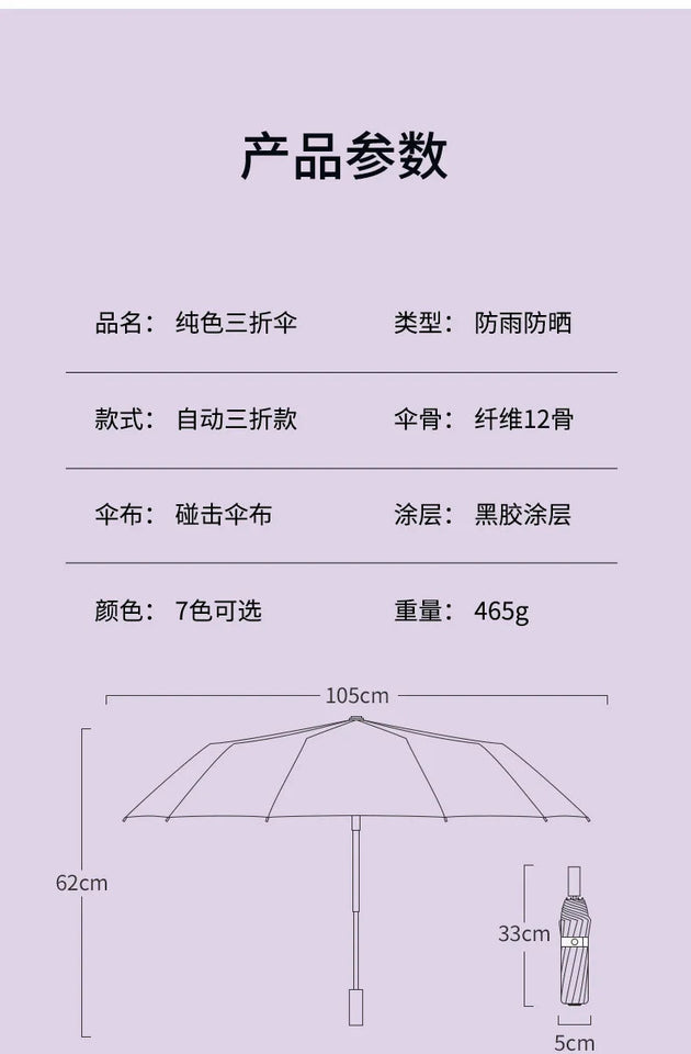 Umbrella Fully Automatic Men's Reinforced Women's Sunshade Umbrella, Rain and Rain Dual Use Umbrella, UV Protection Aimak Store