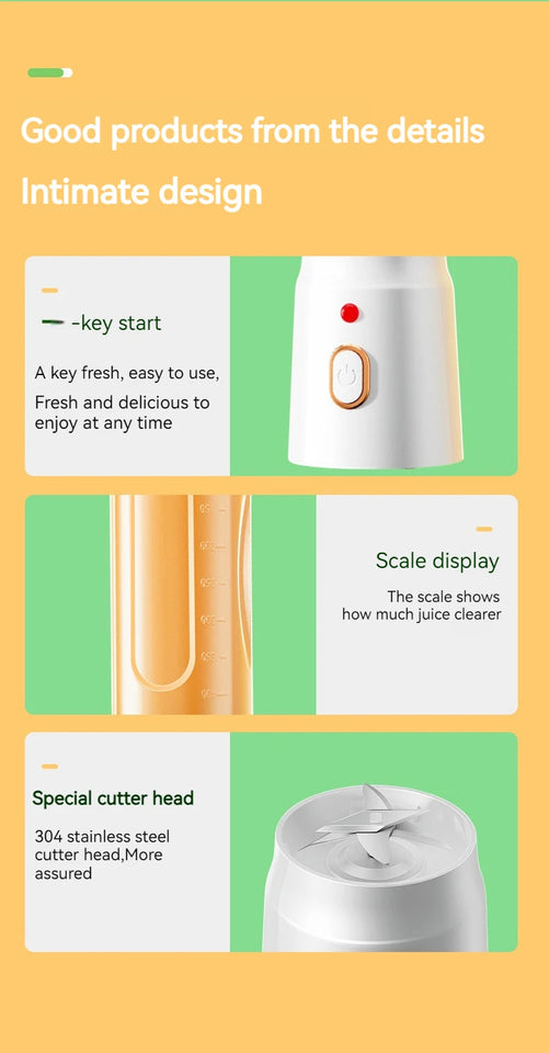 New Portable Automatic Juice Press Fruit Juice Blender USB Rechargeable Wireles Mini Juice Press Kitchen Tools Baby Food Blender Aimak Store