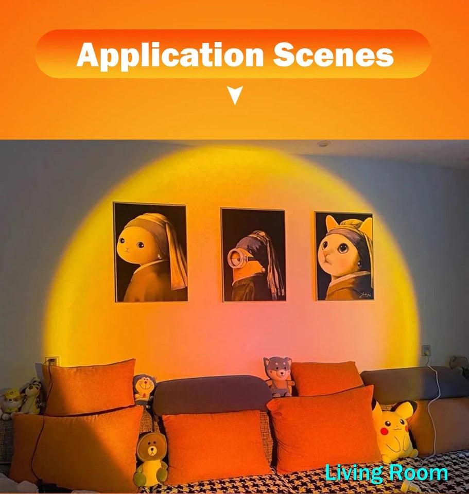 USB Sunset Light LED Rainbow Neon Night Lamp Sunset Projector Self Photography Light Wall Atmosphere Lighting For Bedroom Decor Aimak Store