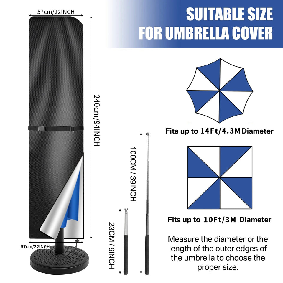 Oxford Cloth Waterproof Parasol Cover Outdoor Garden Patio Anti-UV Windproof Rainproof Sunshade Umbrella Cover with Pole &Zipper Aimak Store