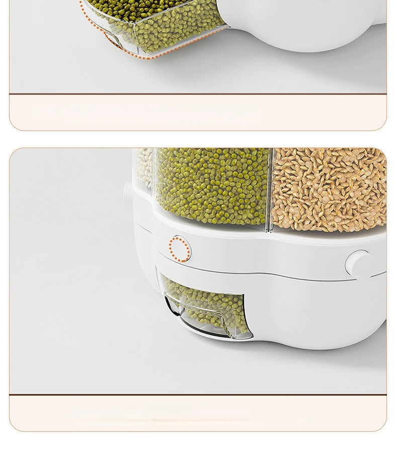 Kitchen Storage Container Large Food Storage Container 360° Rotating Rice Barrels Sealed Cereal Dispenser Rice Tank Grain Box Aimak Store