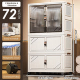3-Tier Foldable Kids Wardrobe Storage Cabinet with Magnetic Doors & Wheels，Customizable Setup for Home Nursery Organization Aimak Store