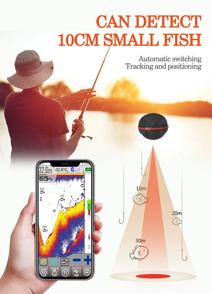 New Smart Fishfinder Fish finder Shore Tablet Boat 125KHz Lake 60M App Sea GPS Wireless Sonar Smartphone Aimak Store