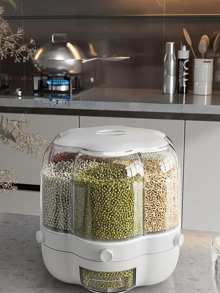 Kitchen Storage Container Large Food Storage Container 360° Rotating Rice Barrels Sealed Cereal Dispenser Rice Tank Grain Box Aimak Store