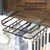 New Kitchen Hanging Organizer Rack with Hook Under Cupboard Paper Towel Rags Hanger Cutting Board Pot Cover Holder Storage Shelf Aimak Store