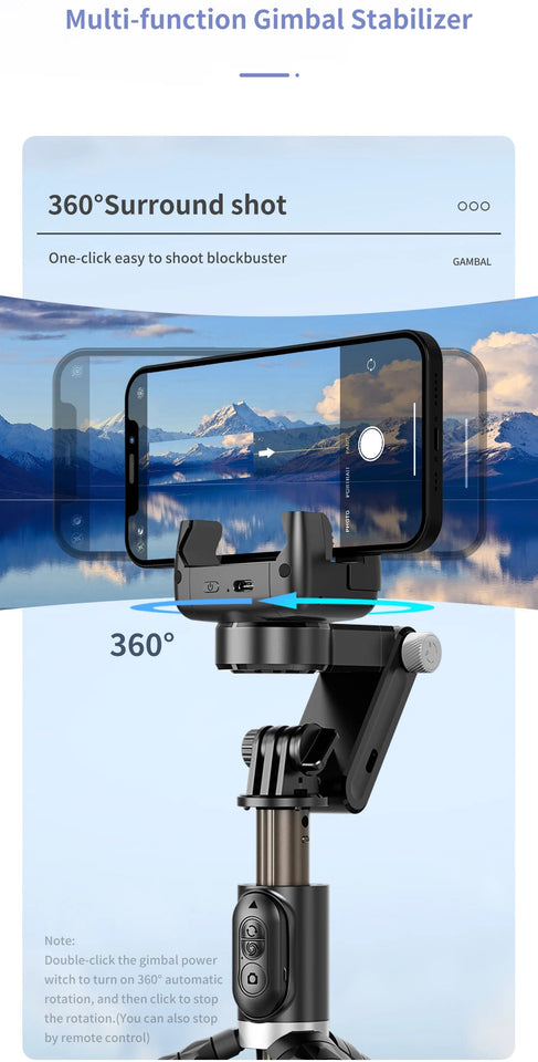 Q18 Desktop Following the shooting Mode Gimbal Stabilizer Selfie Stick Tripod with Fill Light for iPhone Cell Phone Smartphone Aimak Store