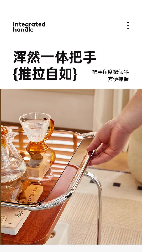 Medieval Style Sofa Side Table Bedside Cabinet Living Room Mobile Coffee Table with Wheels Small Cart Multi-layer Bed Head Shelf Aimak Store