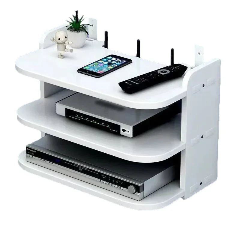2/3 Layer 30cm Wifi Hanging Shelf Router Power Strip Multi Outlet TV Set Top Box Cable Hidden Floating Rack Storage Organizer Aimak Store