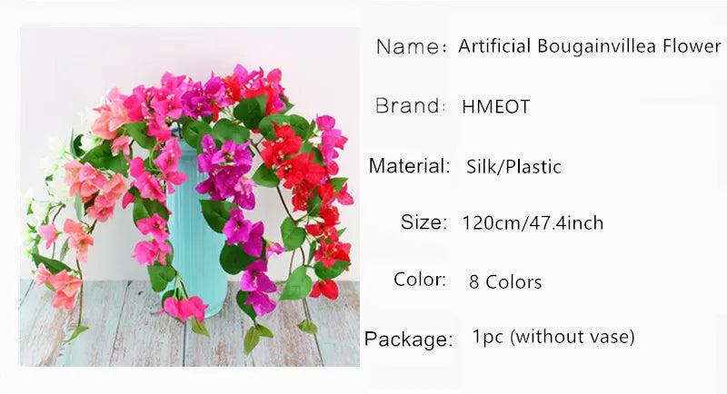 Bougainvillea Artificial Flower Silk Fake Flower Wedding Home Decor Garden Engineering Landscaping Plants Garland Flower Wall Aimak Store